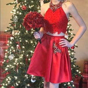 Red Sherri Hill. Worn once.
